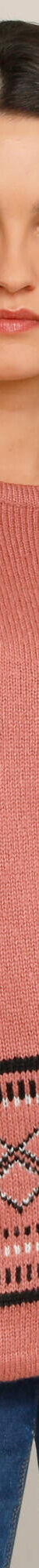 Pull tunique, base et poignets jacquard (rose grisé) Pull tunique, base et poignets jacquard (rose grisé)